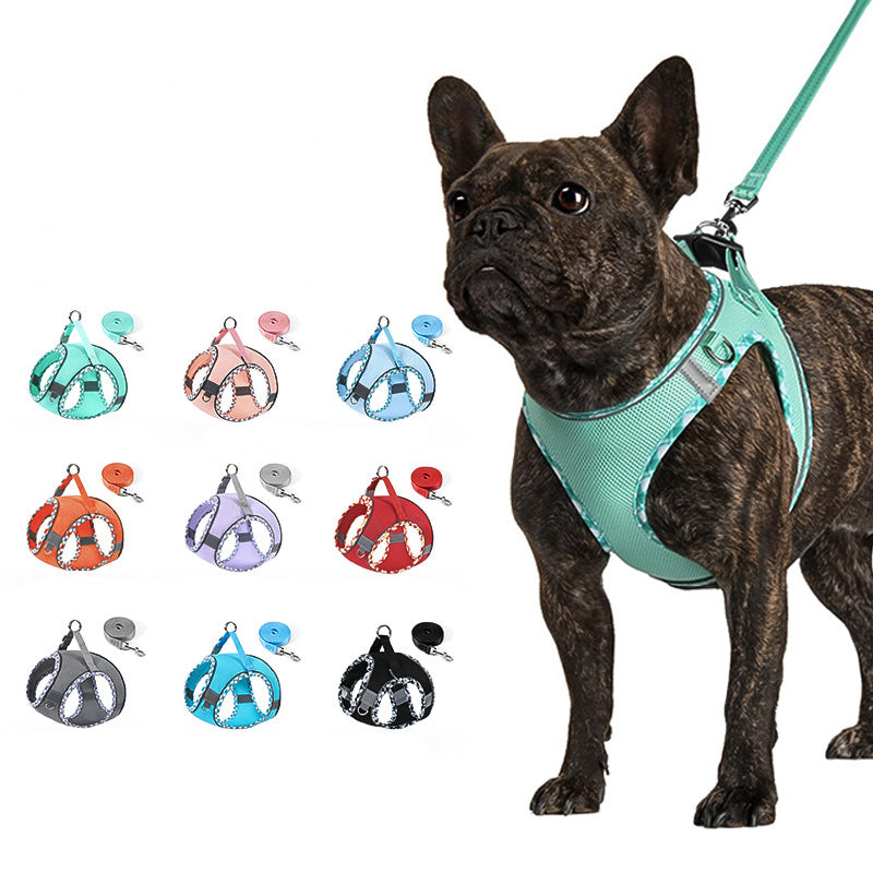 Reflective no-pull dog harness with matching leash