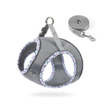 Gray reflective no-pull dog harness with matching leash