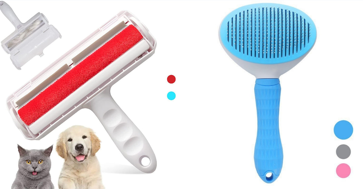 Reusable pet hair remover rollers in red and blue styles