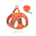 Orange reflective no-pull dog harness with matching leash