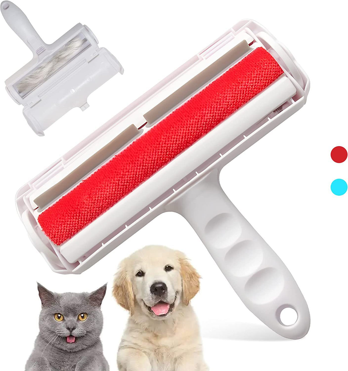 White reusable pet hair remover roller for cat and dog hair